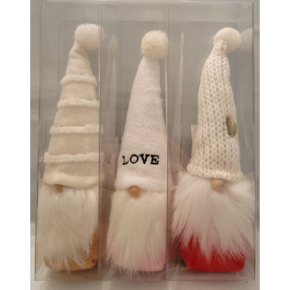 Spritz Valentine’s Day Standing Fabric Gnome Decor Set of 3 Beanie Red Pink Tan